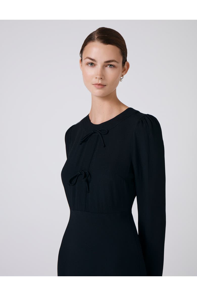 Cora Crepe Tie Front Midi Dress, Alternate, color, Black
