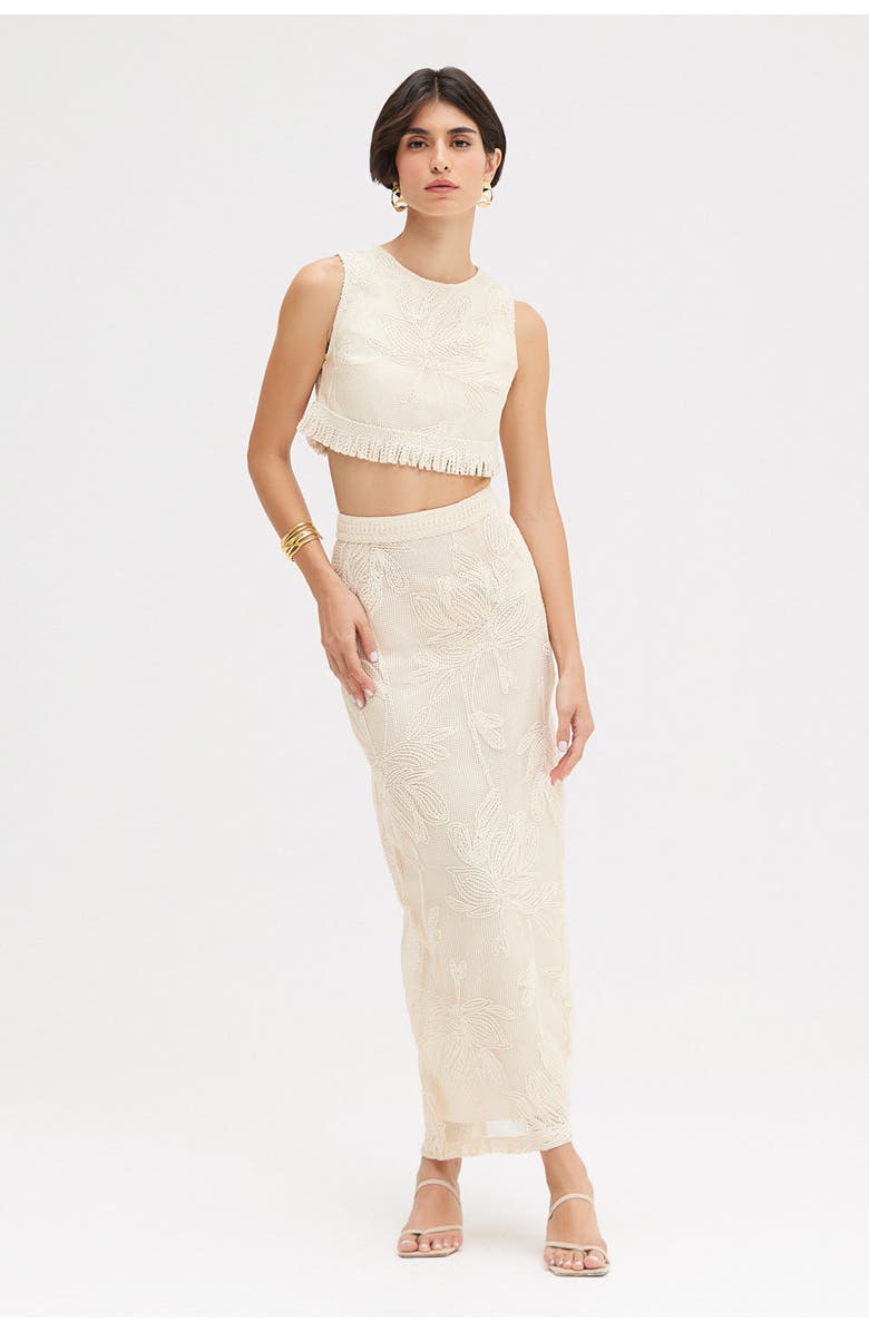 PatBO Joy Lace Midi Skirt, Alternate, color, Off White