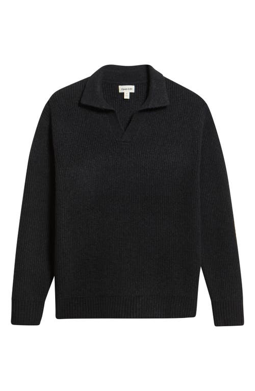 Open Edit Johnny Collar Polo Sweater In Blue