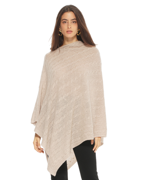 Pure Cashmere Textured Knit Poncho
