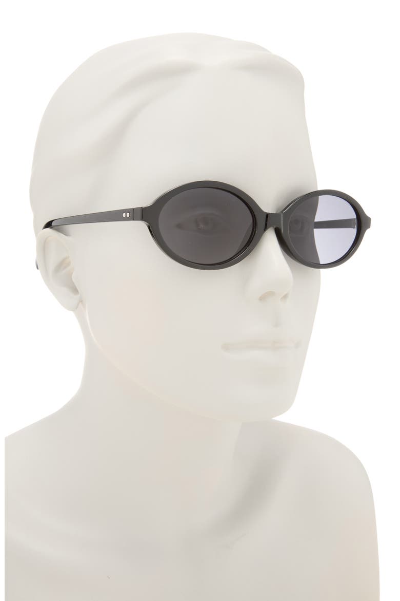 Retro Oval Sunglasses, Alternate, color, BLACK