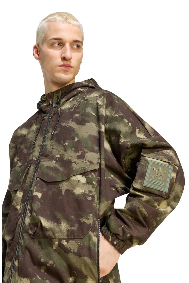 Camo Hooded Utility Jacket, Alternate, color, OLIVE STRATA