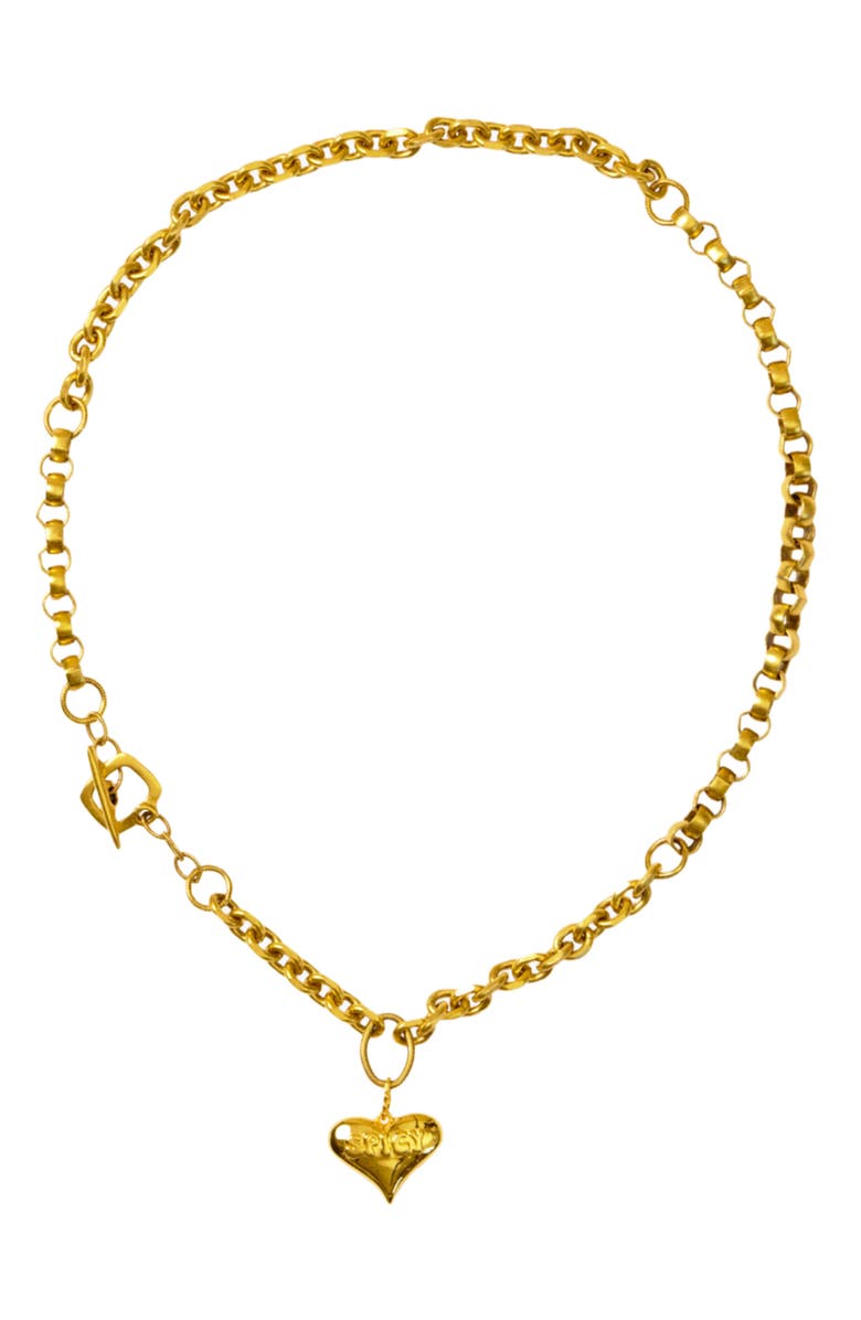 SHOP SPICY DAN Tito Antique Gold Heart Pendant Necklace, Main, color, Gold