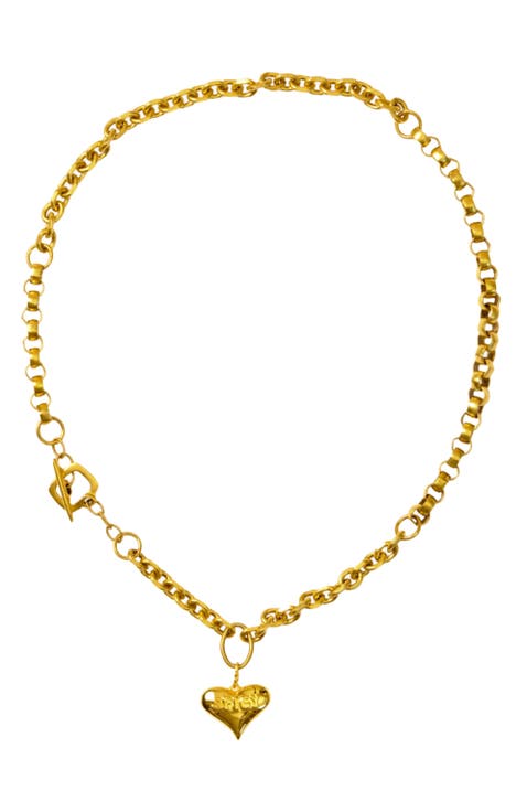 Tito Antique Gold Heart Pendant Necklace