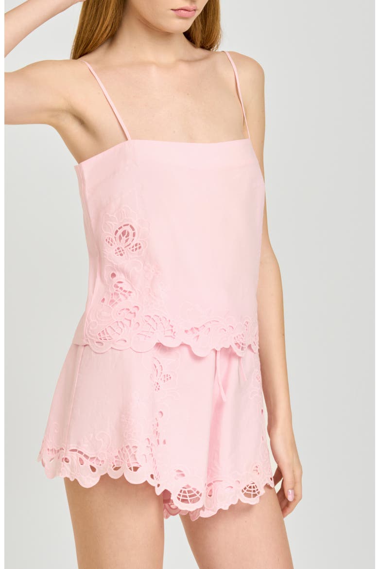 x Hannah Lovey Porter Lola Embroidered Detail Cotton Camisole (Nordstrom Exclusive), Alternate, color, LIGHT PINK