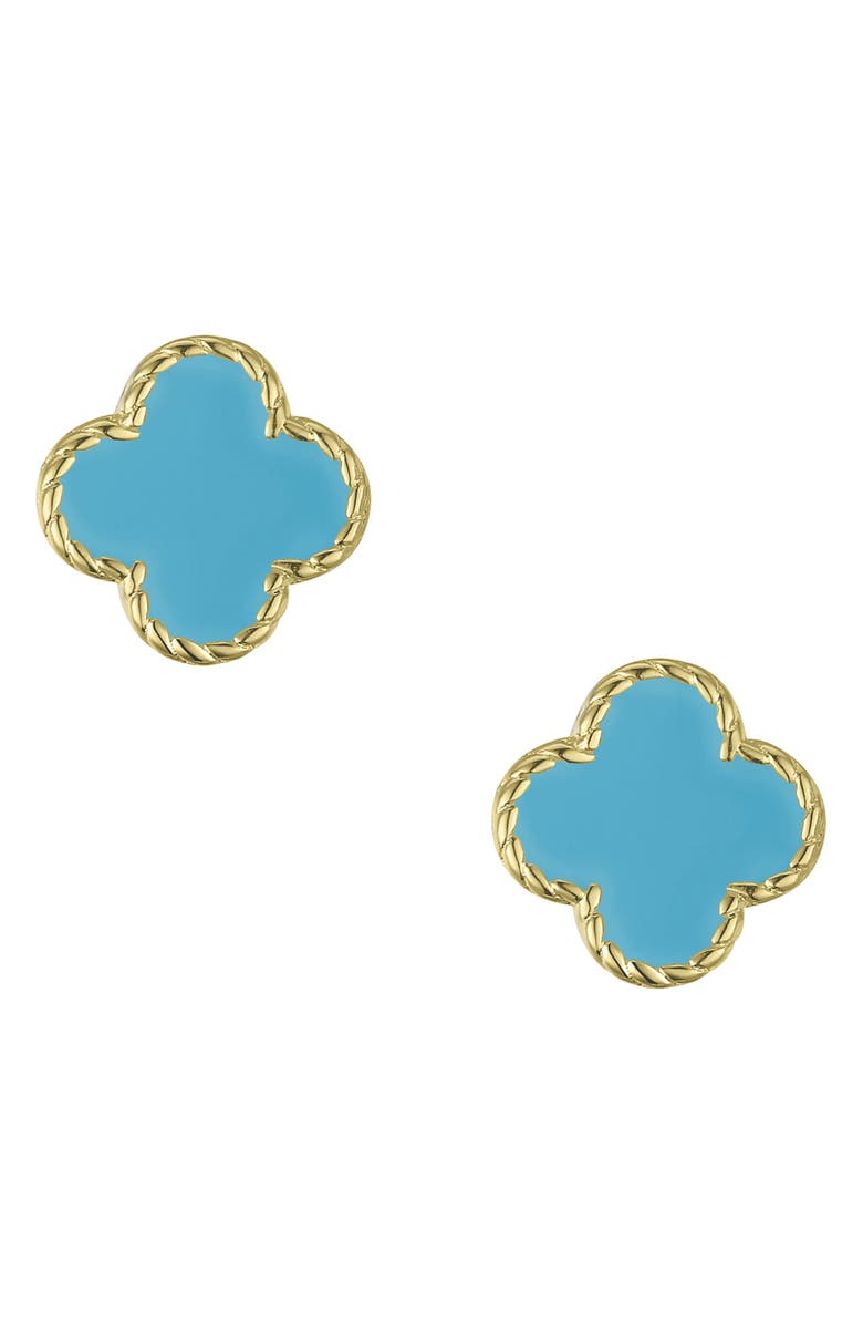 Lily Nily Kids' Clover Stud Earrings, Main, color, Turquoise