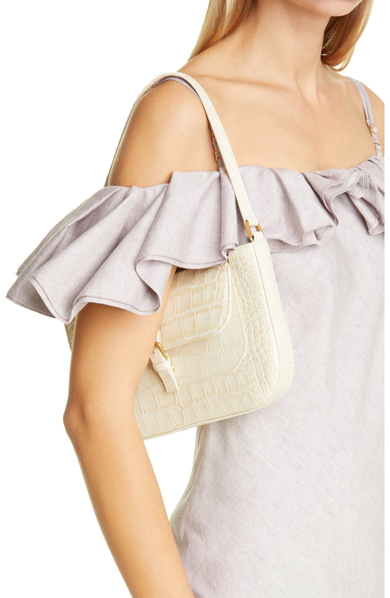 By Far Miranda Croc Embossed Leather Bag, Alternate, color,