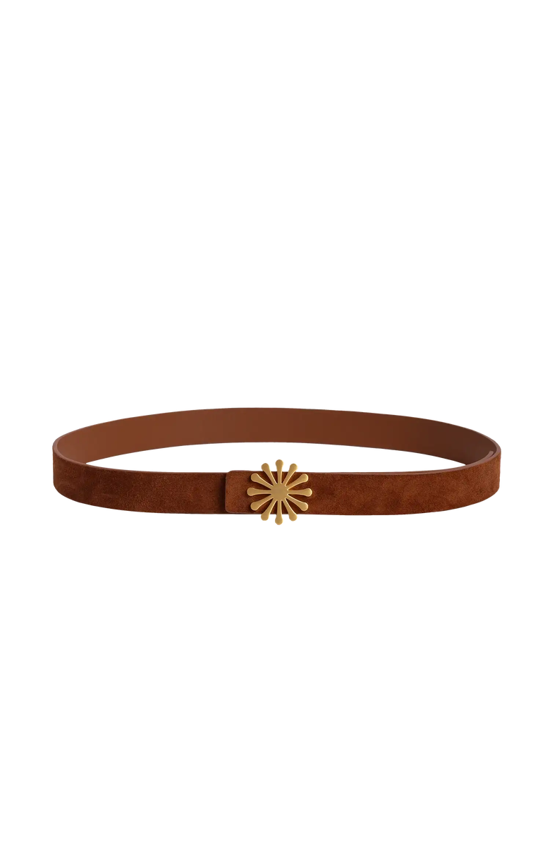 Esthera AMPM Suede Leather Belt, Main, color, Caramel