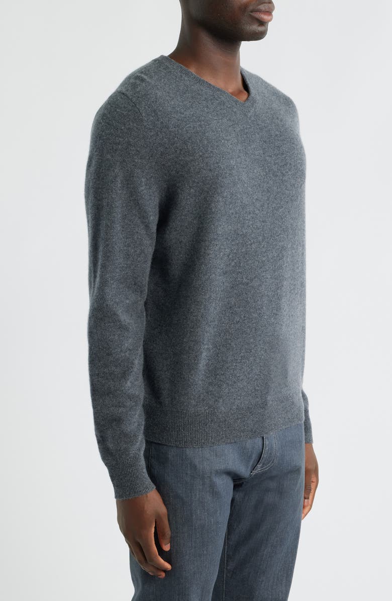 Nordstrom Cashmere V-Neck Sweater, Alternate, color, Grey Embers Heather
