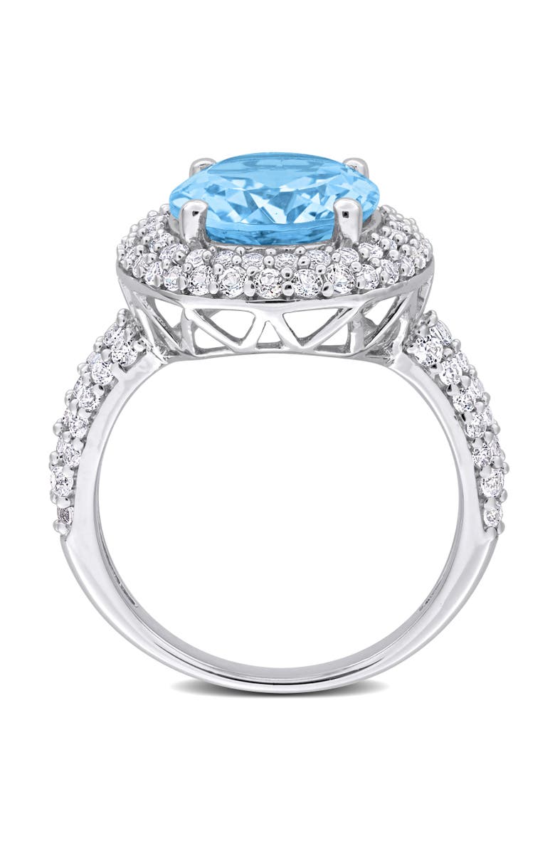 Julianna B. Gemstone & White Sapphire Double Halo Ring, Alternate, color, Blue Topaz