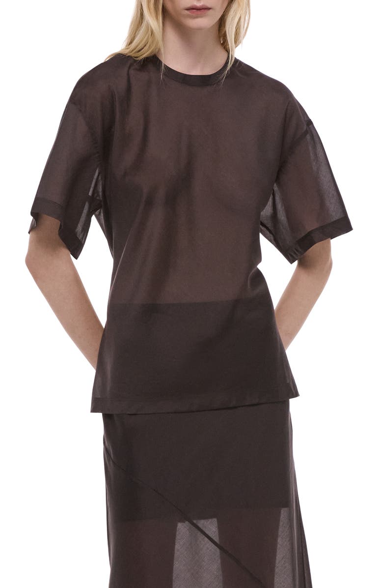 Helmut Lang Sheer Tie Waist T-Shirt, Alternate, color, 