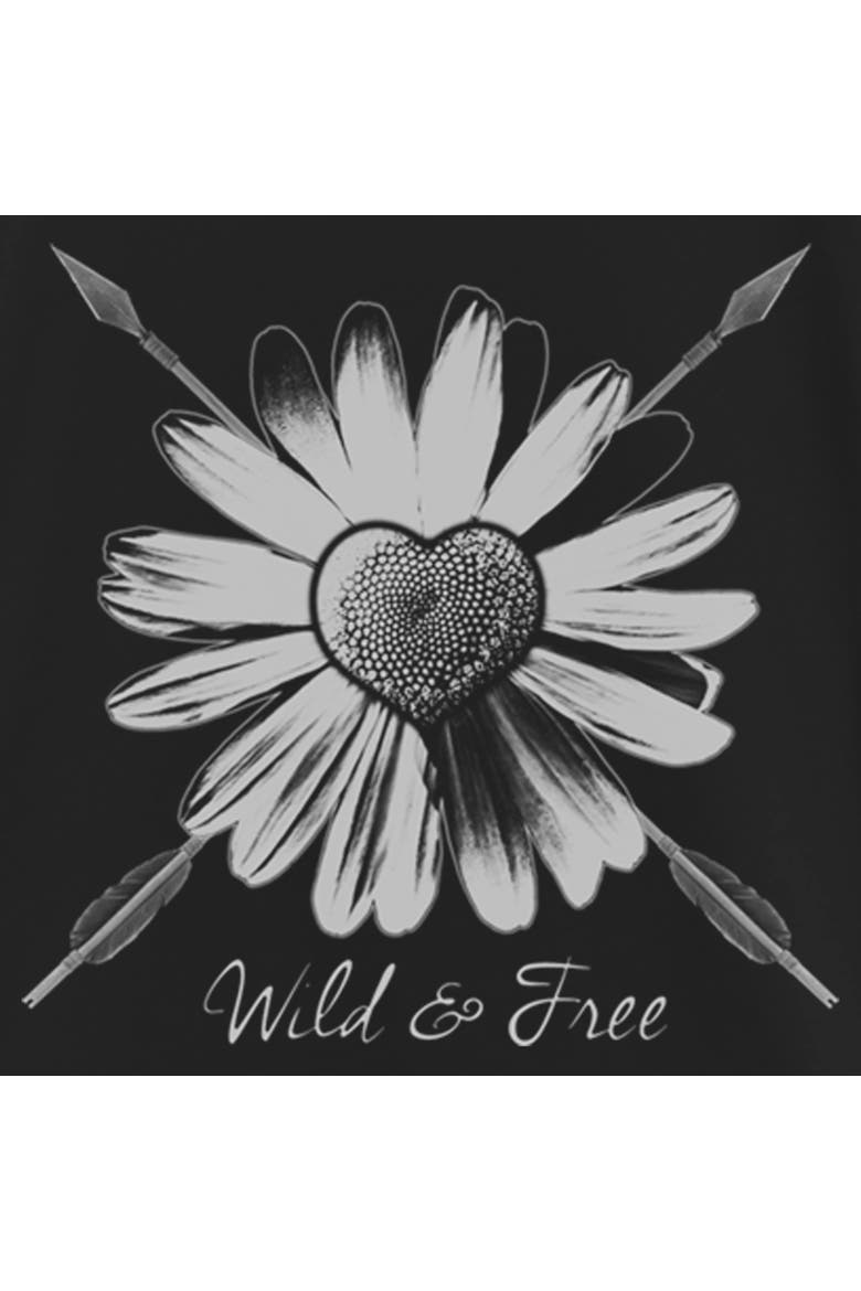 Girl's Lost Gods Wild and Free Sunflower Arrow  Graphic T-Shirt, Alternate, color, Black
