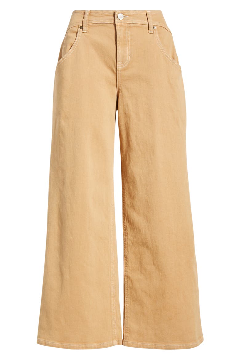 Curve Yoke Wide Leg Ankle Jeans, Alternate, color, TAUPE
