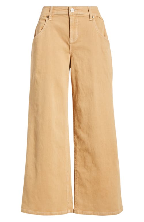 City Blues Curve Yoke High Waist Wide Leg Jeans In Brown