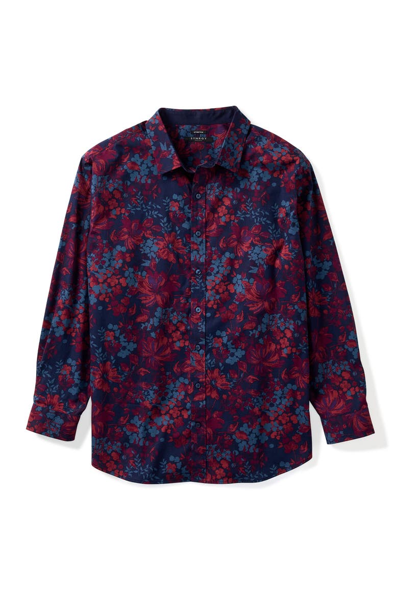 Big & Tall Floral Print Sport Shirt V2, Alternate, color, NAVY MULTI