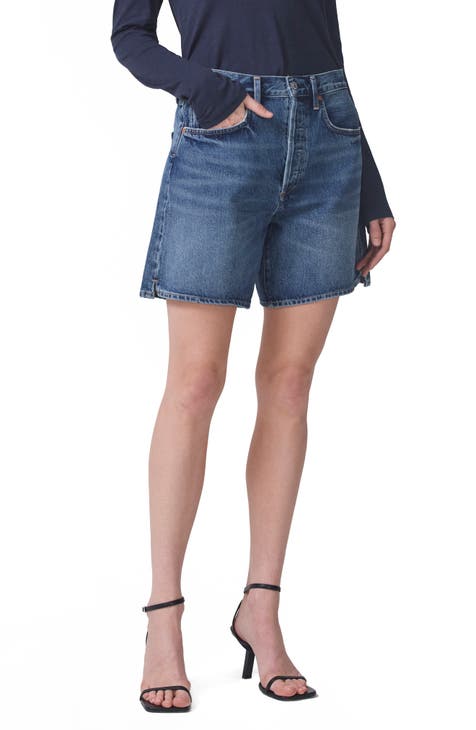 Marlow High Waist Long Organic Cotton Denim Shorts (Amaretto)