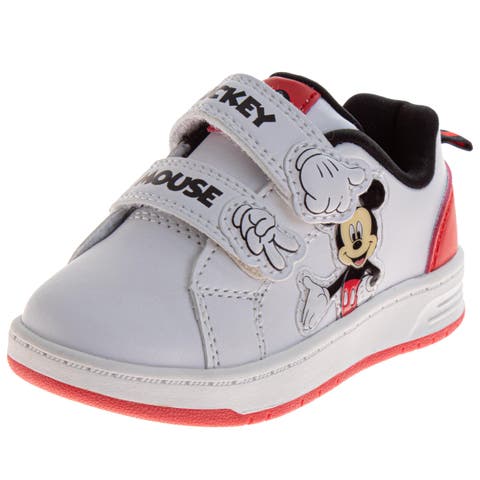 Mickey Mouse Sneakers Kids Comfortable Stylish Iconic Everyday Wear Velcro Closure Durable (Toddler / Little Kid)