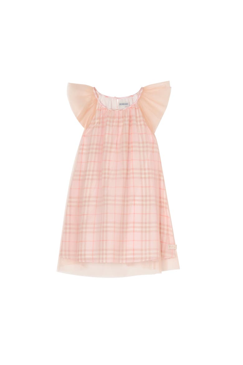 Silk Check Dress, Main, color, Rose quartz