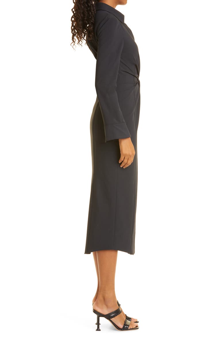 Mckenna Long Sleeve Midi Dress, Alternate, color, BLACK