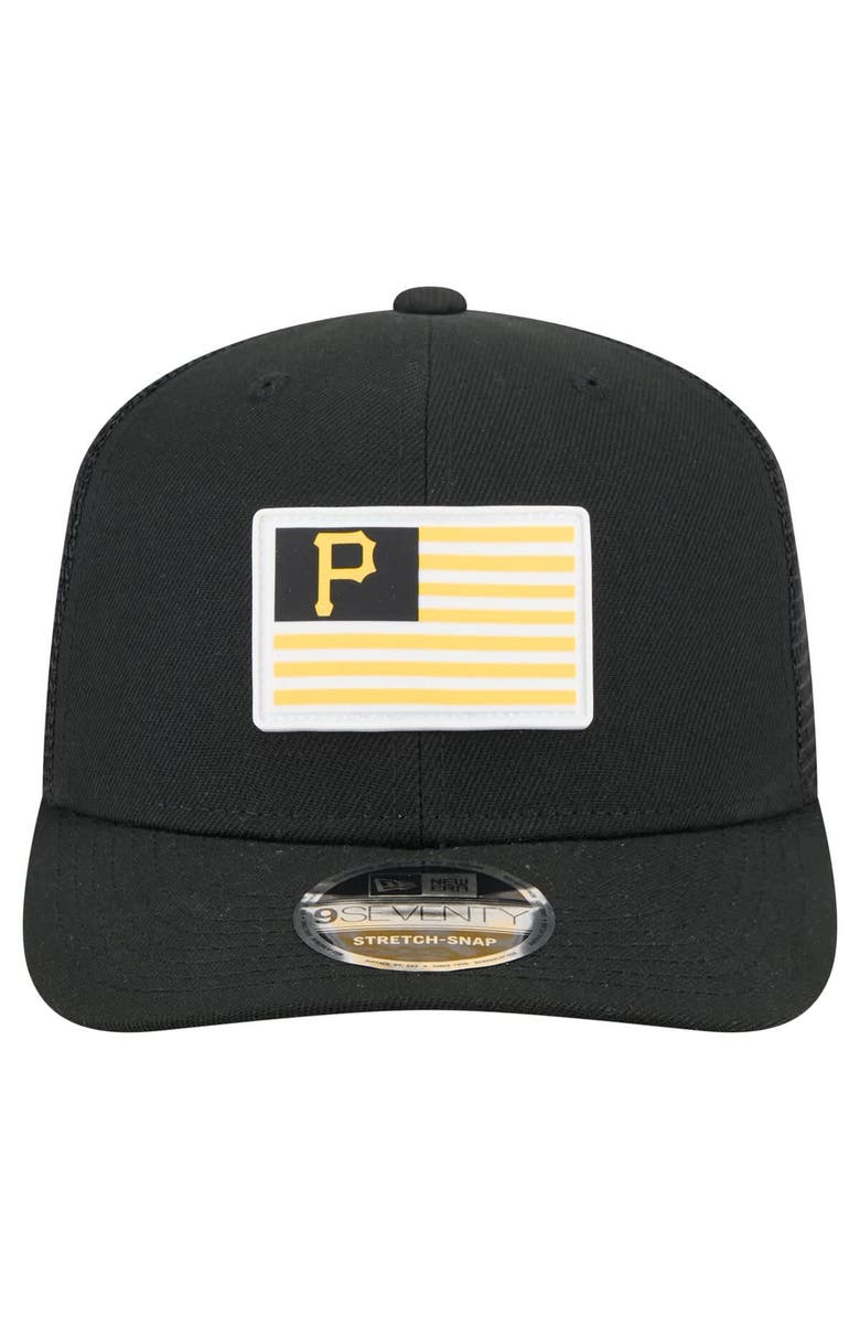 New Era Men's New Era Black Pittsburgh Pirates Flag 9SEVENTY Stretch-Snap Hat, Alternate, color, Black