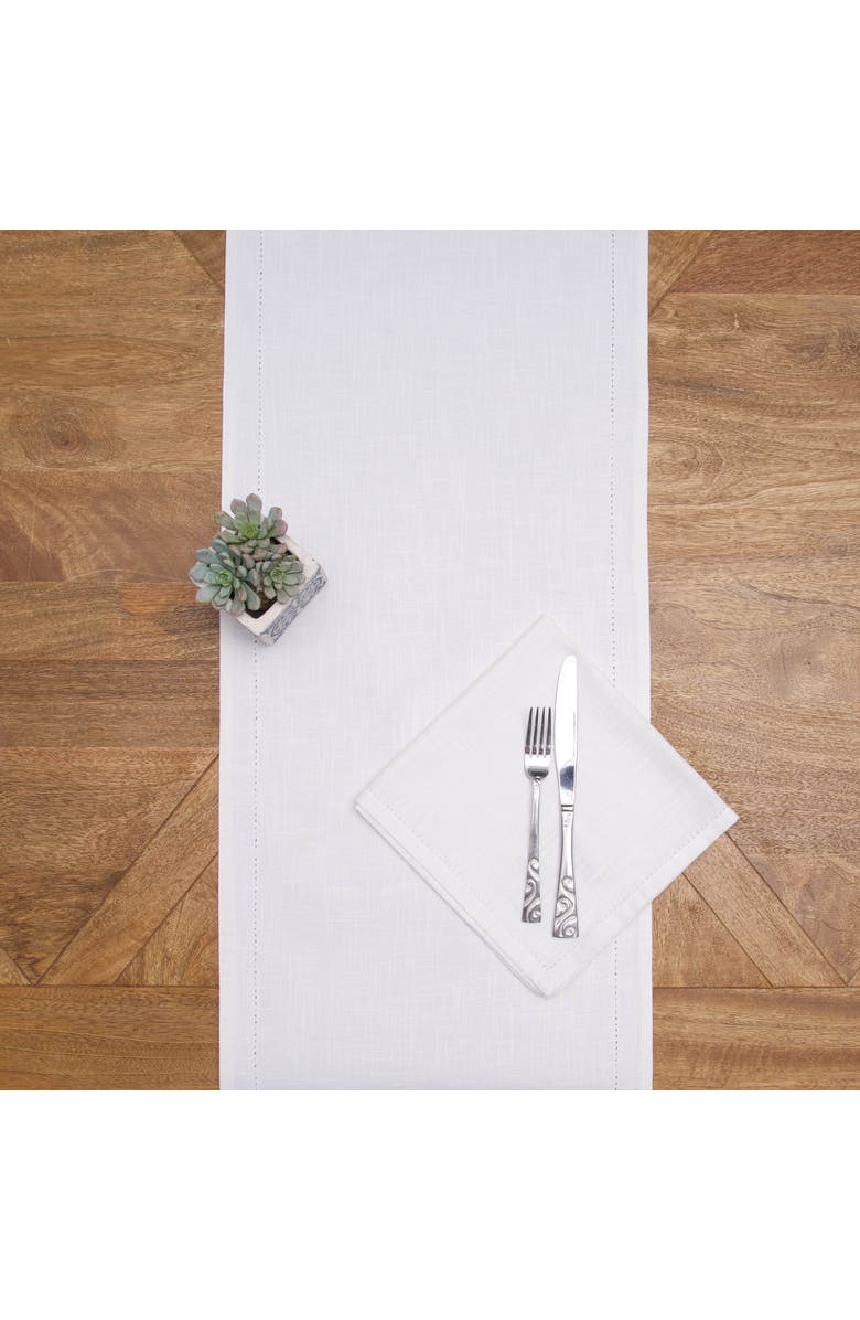 C&F Home Hemstitch Solid White Everyday Runner 72" x 14", Alternate, color, White
