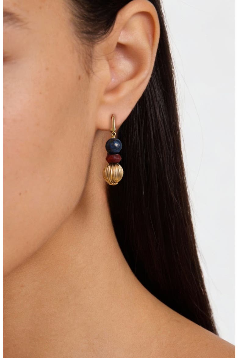 Temple Seed Earrings, Alternate, color, Gold&Blue&Red