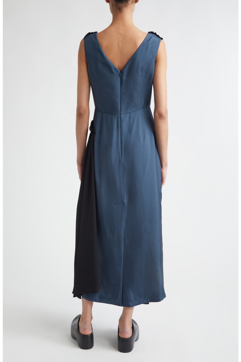 Two-Tone Mixed Media Asymmetric Midi Dress, Alternate, color, 00B42 TURQUOISE