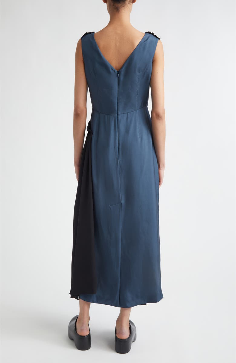 Marni Two-Tone Mixed Media Asymmetric Midi Dress, Alternate, color, 00B42 Turquoise