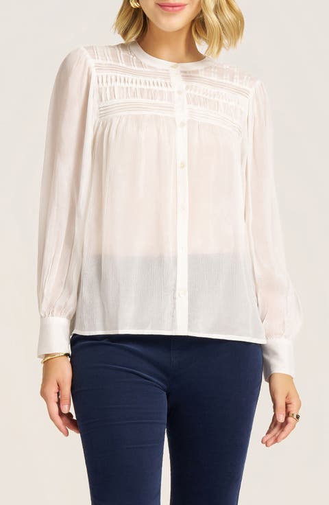 Andie Pleated Yoke Button-Up Shirt