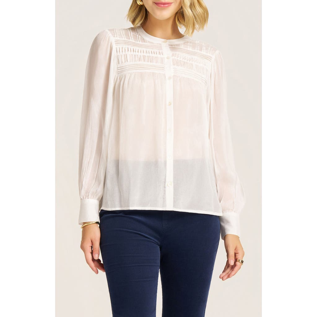 Matty M . Andie Pleated Yoke Button-up Shirt In White