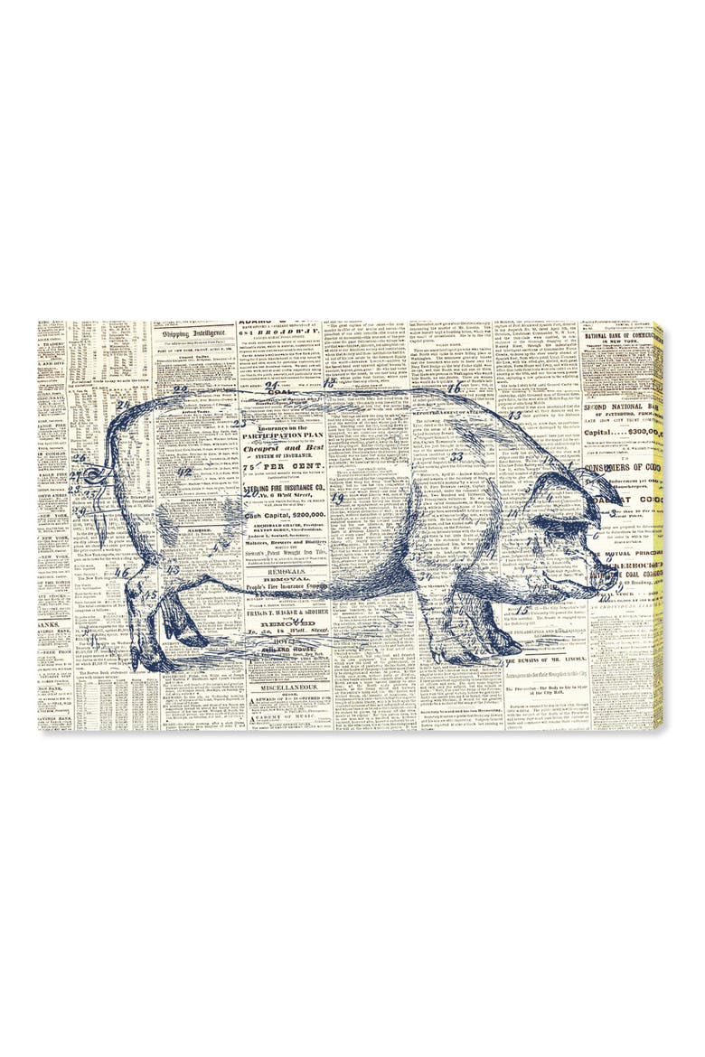 Pig Farmhouse Canvas Wall Art, Main, color, BLUE