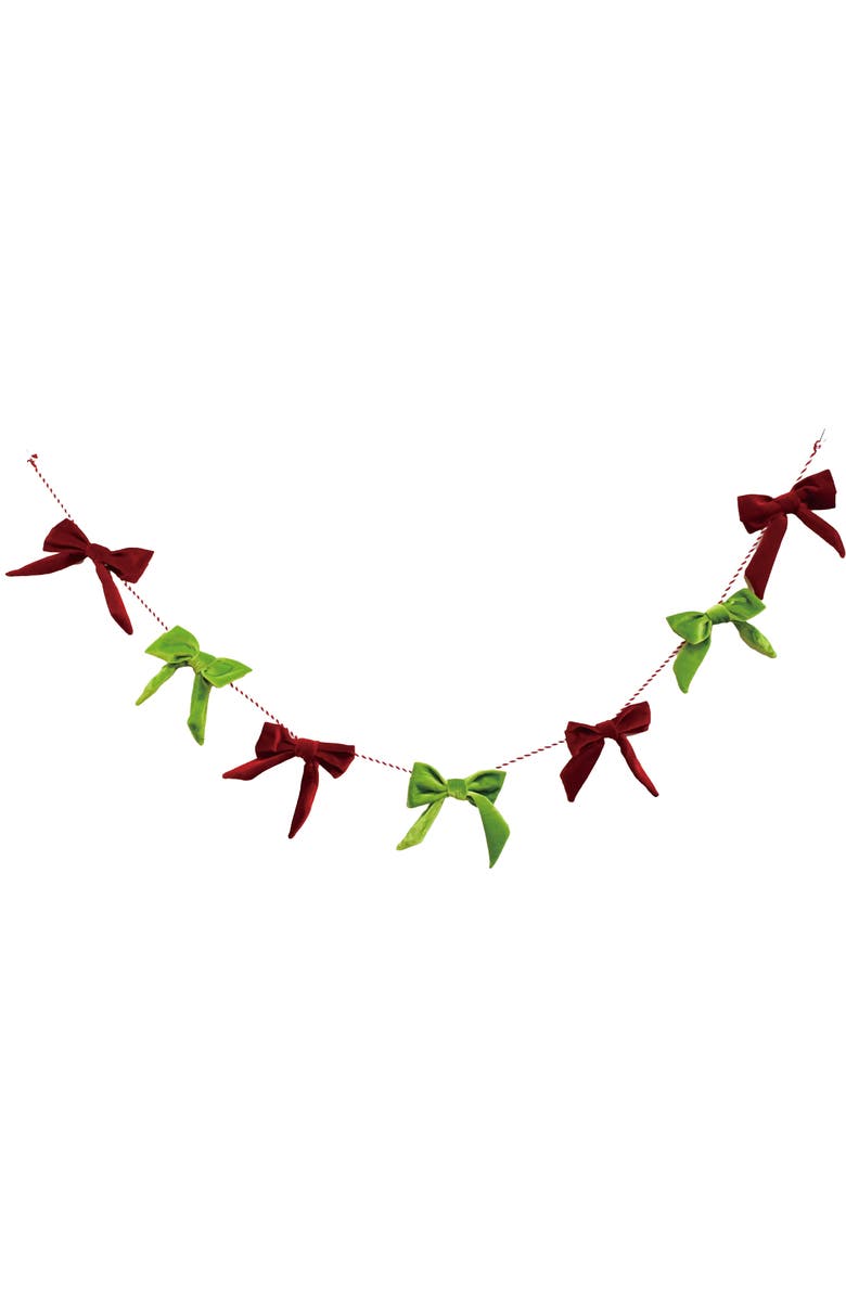 Transpac Plush Red and Green Bow Banner for Christmas Indoor Decor, Main, color, 