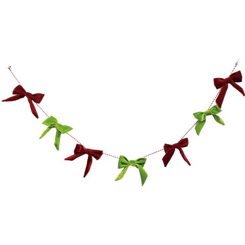PRed and Green Bow Banner for Christmas Indoor Decor