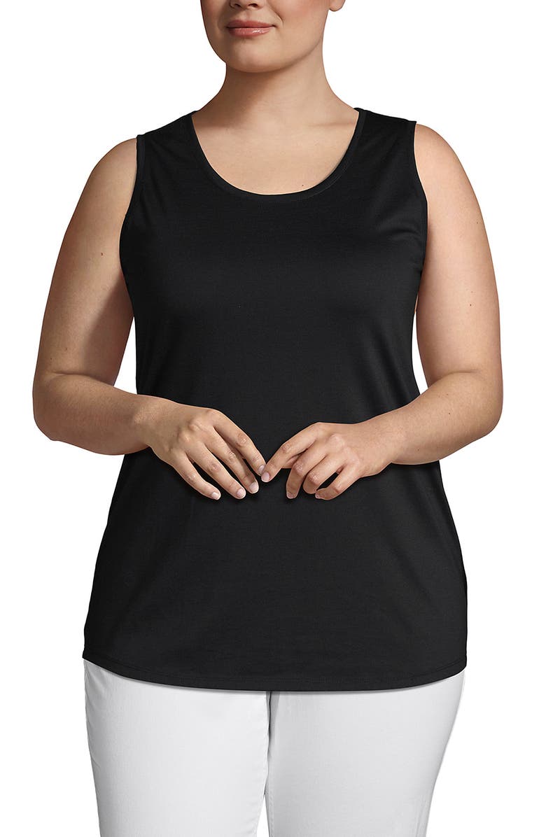 Lands' End Supima Cotton Tunic Tank Top, Alternate, color, Black