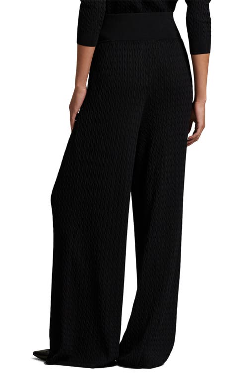 Polo Ralph Lauren Cable Knit Wide Leg Pants In Black
