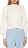 Alexia Admor Berli Balloon Sleeve Cable Knit Crop Sweater
