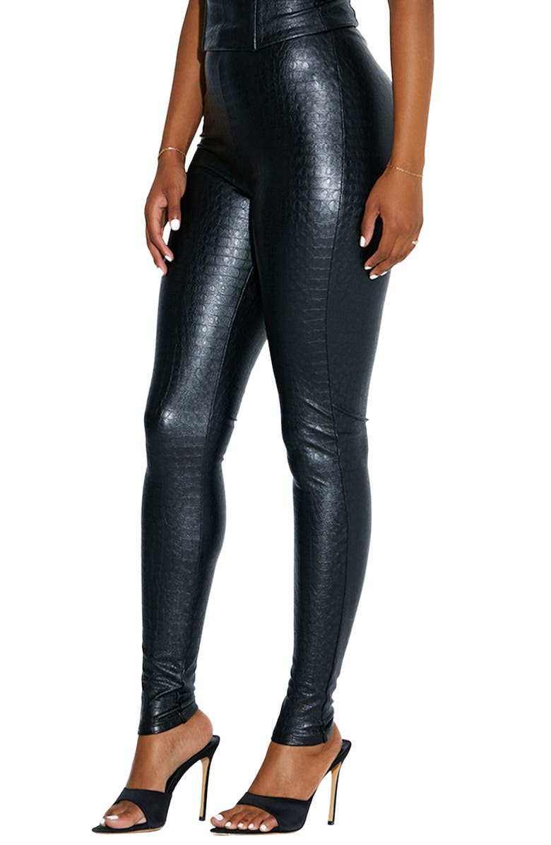 Naked Wardrobe Oh So Tight Crocodile Faux Leather Leggings, Alternate, color,