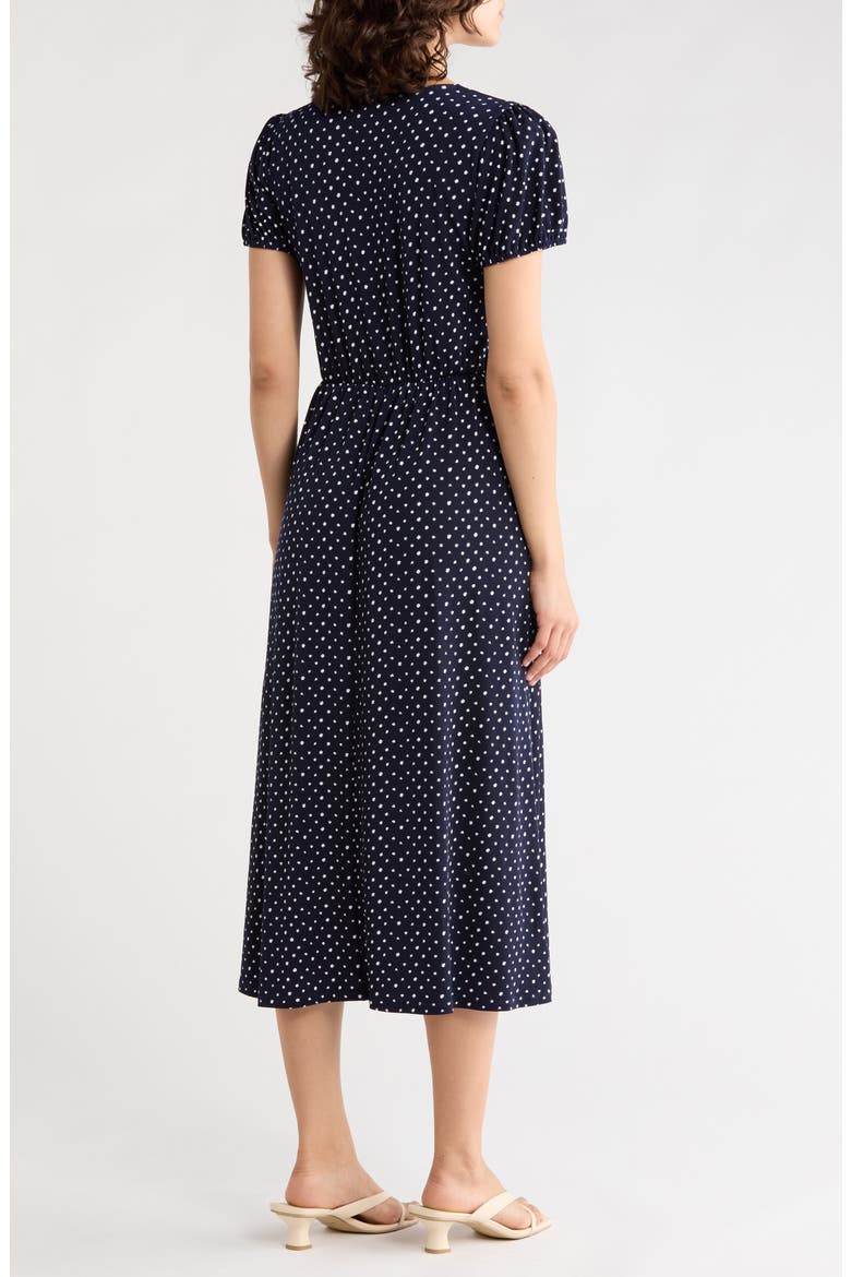 Short Sleeve Keyhole Dress, Alternate, color, NAVY DOT