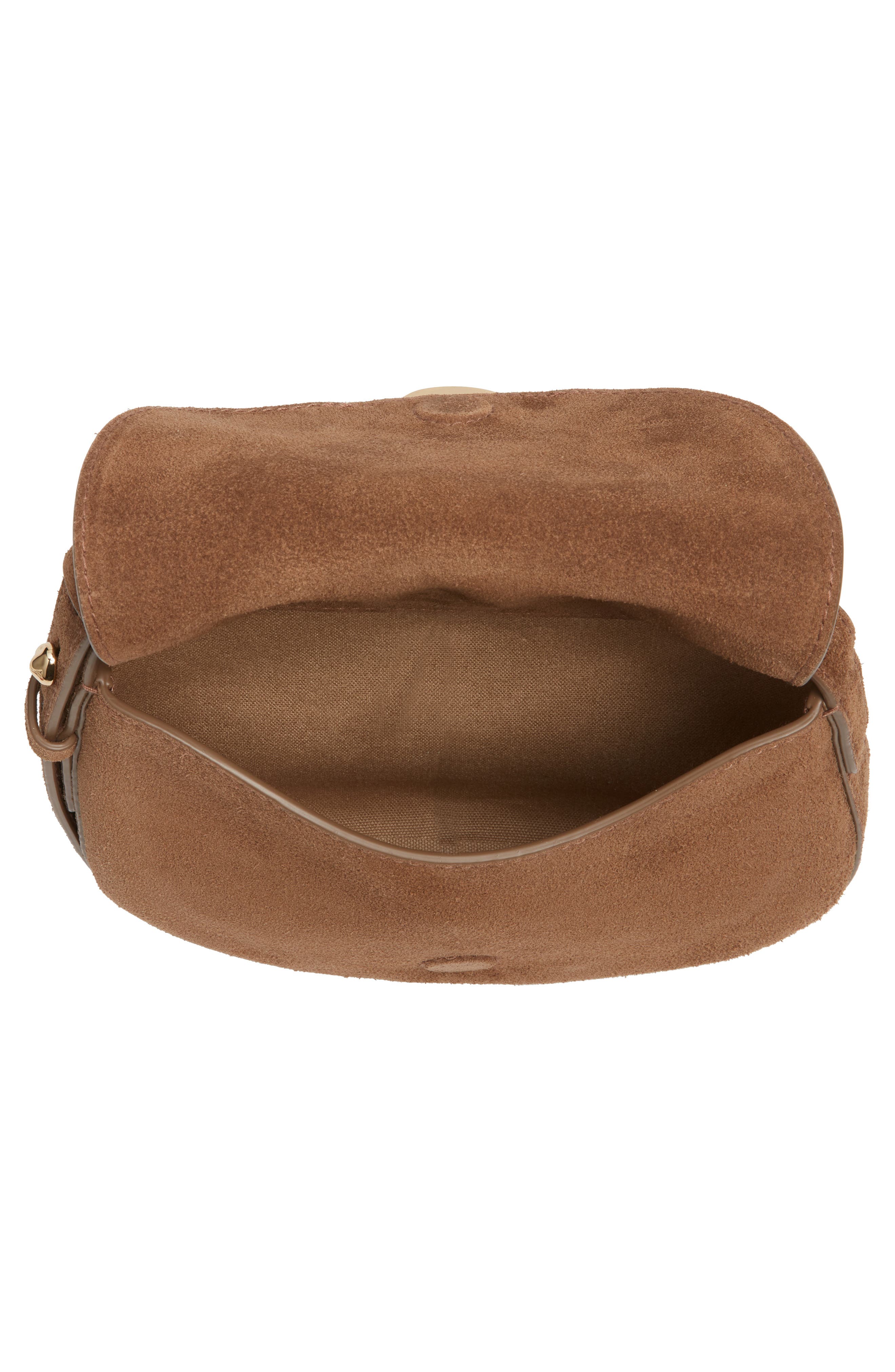 The Dakota Suede Saddle Crossbody Bag, Alternate, color, LIGHT UMBER