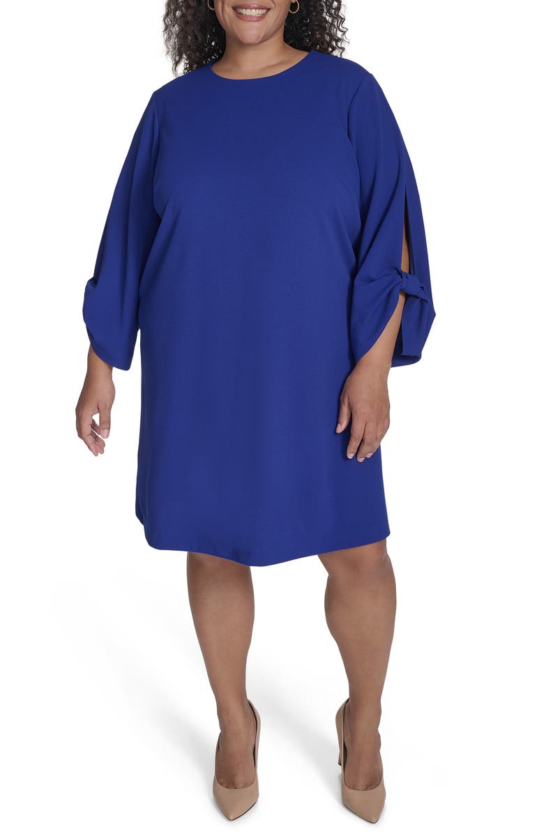 Calvin Klein Bow Split Sleeve Shift Dress, Main, color, Ultramarine