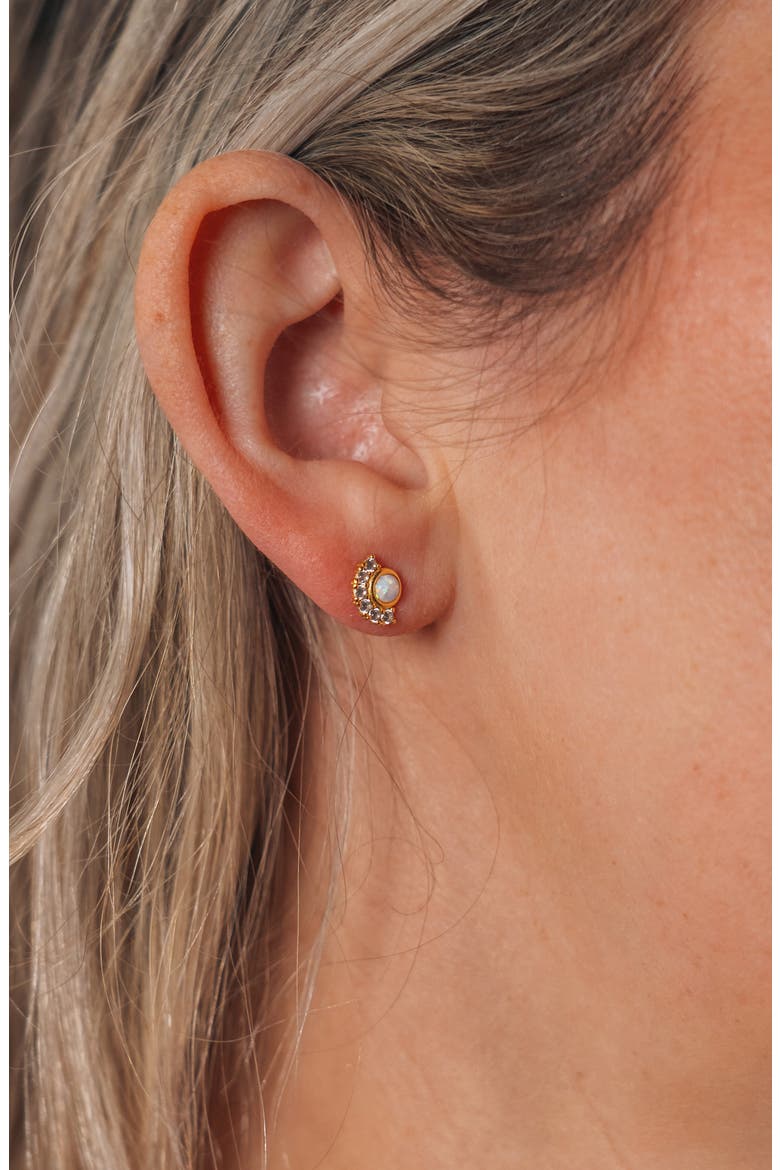 Half Halo Stud Earrings, Alternate, color, GOLD