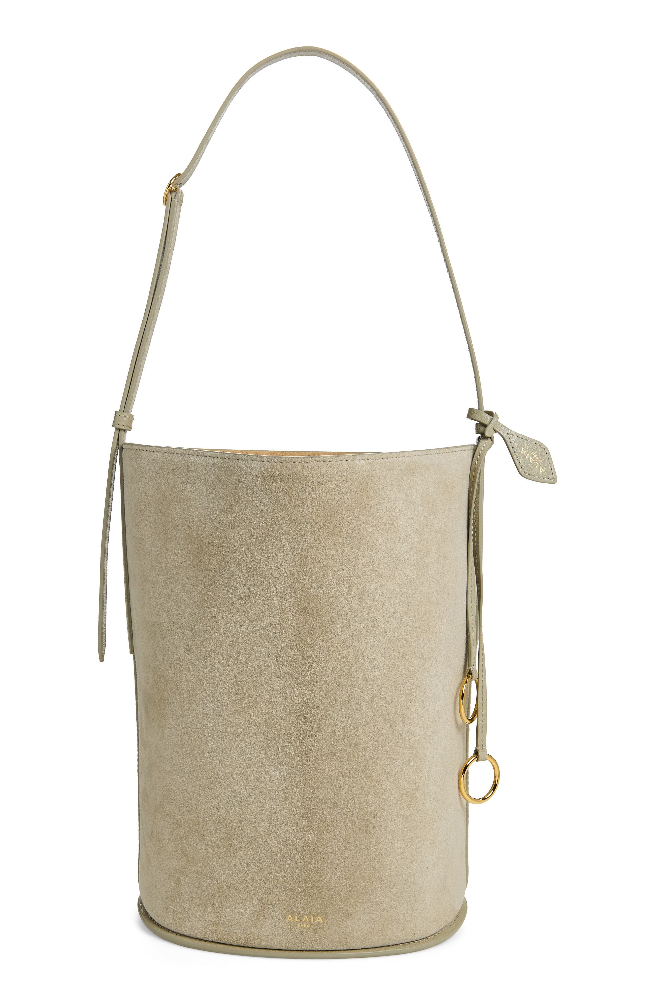 Alaïa Small Bucket Bag, Main, color, Beige Grise
