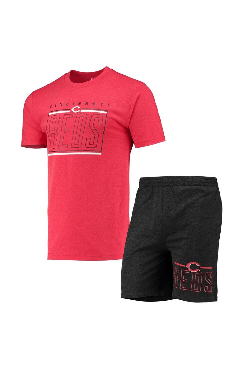 CONCEPTS SPORT Men's Concepts Sport Black/Red Cincinnati Reds Meter T-Shirt and Shorts Sleep Set, Main, color,