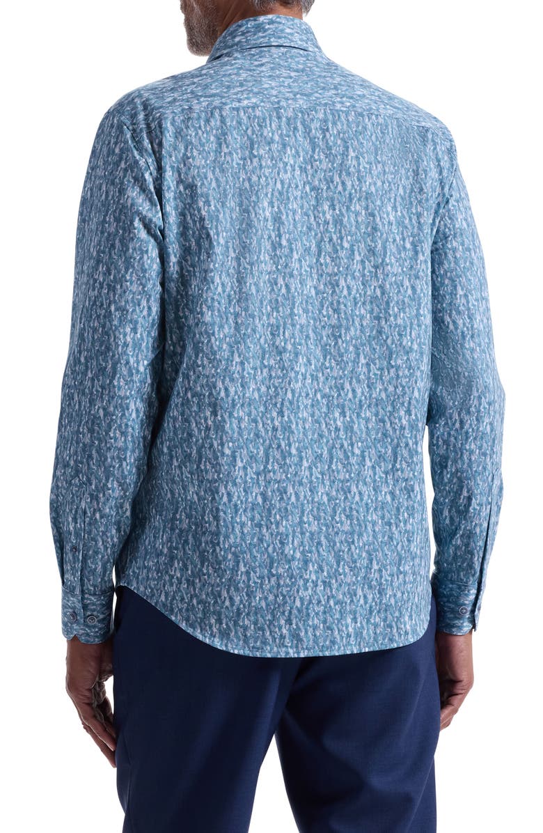 Bugatchi James OoohCotton<sup>®</sup> Print Button-Up Shirt, Alternate, color, Teal