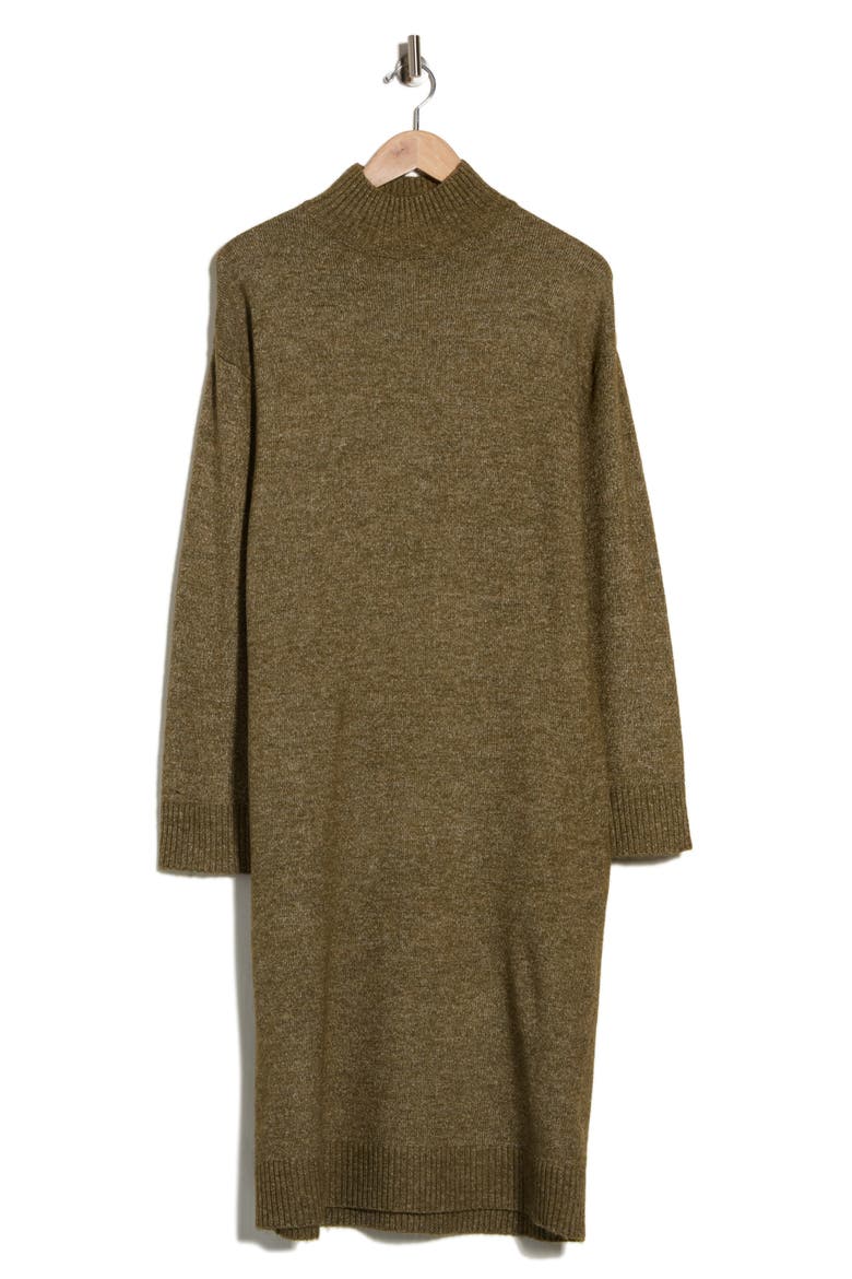 Mock Neck Sweater Dress, Alternate, color, MILITARY OLIVE MELANGE