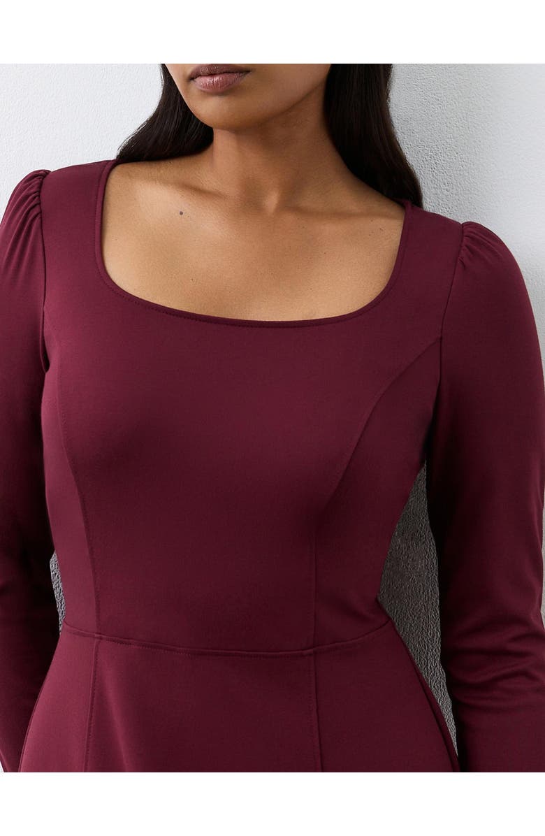 Finery London Kelly Ponte Jersey Midi Dress, Alternate, color, Burgundy