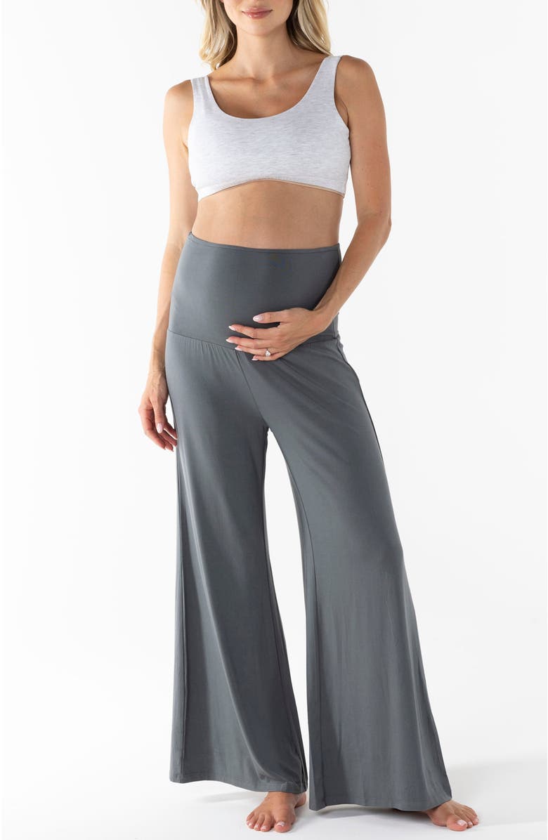 Angel Maternity Debra Wide Leg Maternity  Lounge Pants, Alternate, color, Slate Grey