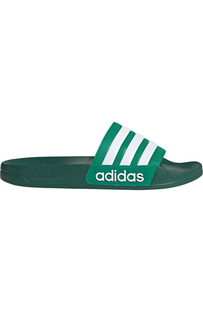 adidas Adilette Shower Slide, Alternate, color, Court Green/ White/ Green