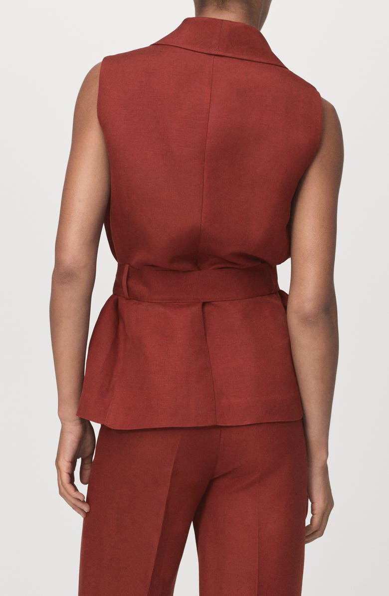 MANGO Belted Linen Blend Suit Vest, Alternate, color, Copper