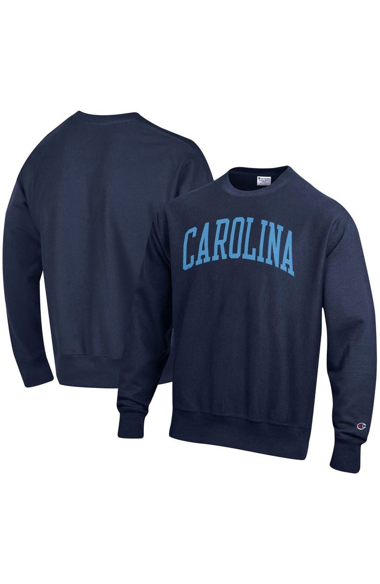 Champion Men's Champion Navy North Carolina Tar Heels Arch Reverse Weave Pullover Sweatshirt, Main, color, 